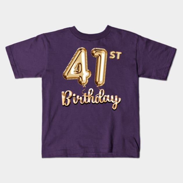 41st Birthday Gifts - Party Balloons Gold Kids T-Shirt by BetterManufaktur
